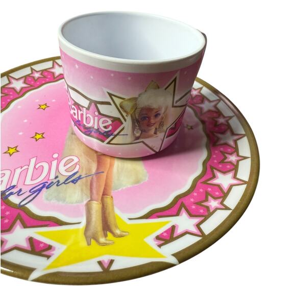 Vintage Barbie Dinnerware Set 1993 3 Pieces Plate-Bowl-Cup NB110 - New in Box - Picture 5 of 11
